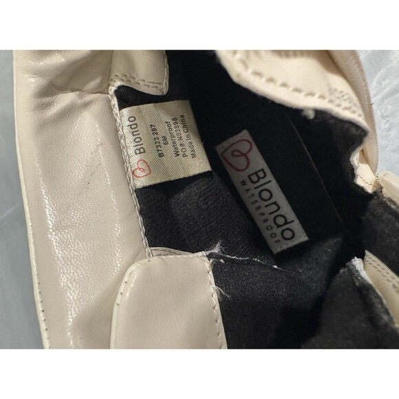 Blondo Waterproof Ankle Boots Cream Leather Lug Sole Lace Up Zip Women’s 6W - Picture 8 of 9